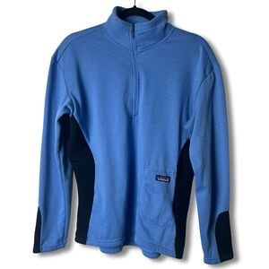 Patagonia Women’s R1 Polartec Regulator Waffle Fleece 1/4 Zip Pullover Blue Sz L